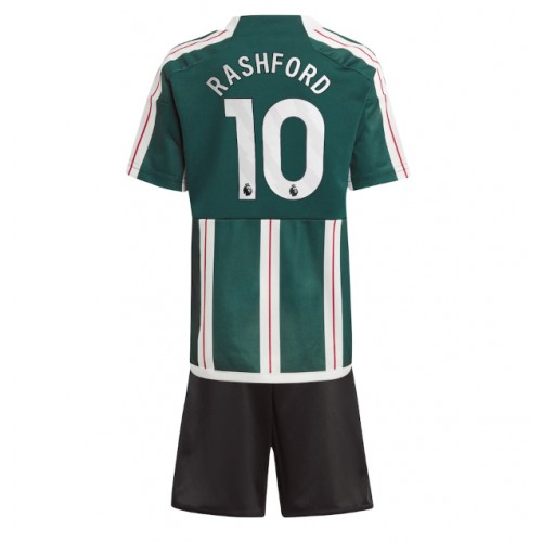 Fotbalové Dres Manchester United Marcus Rashford #10 Dětské Venkovní 2023-24 Krátký Rukáv (+ trenýrky)
